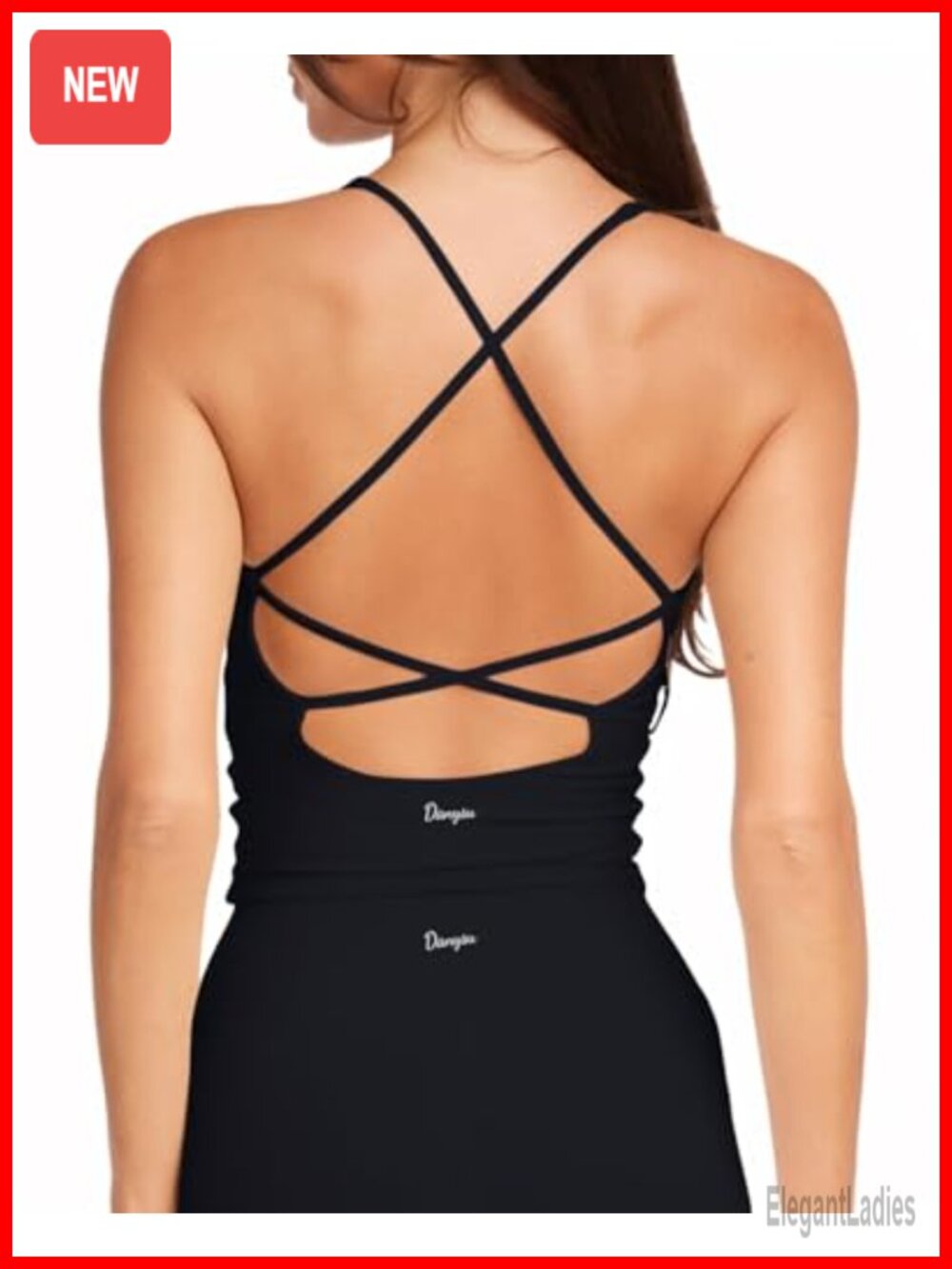 Padded Workout Tank Top Strappy Longline Sports Bra